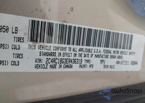 2014 Chrysler Town & Country Touring z USA, uszkodzony, nr VIN 2C4RC1BG3ER436319